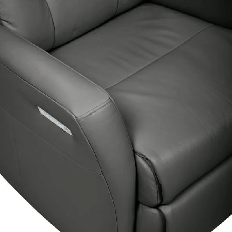 Fauteuil berçant, pivotant et inclinable motorisé en cuir gris foncé - Benga Nordic
