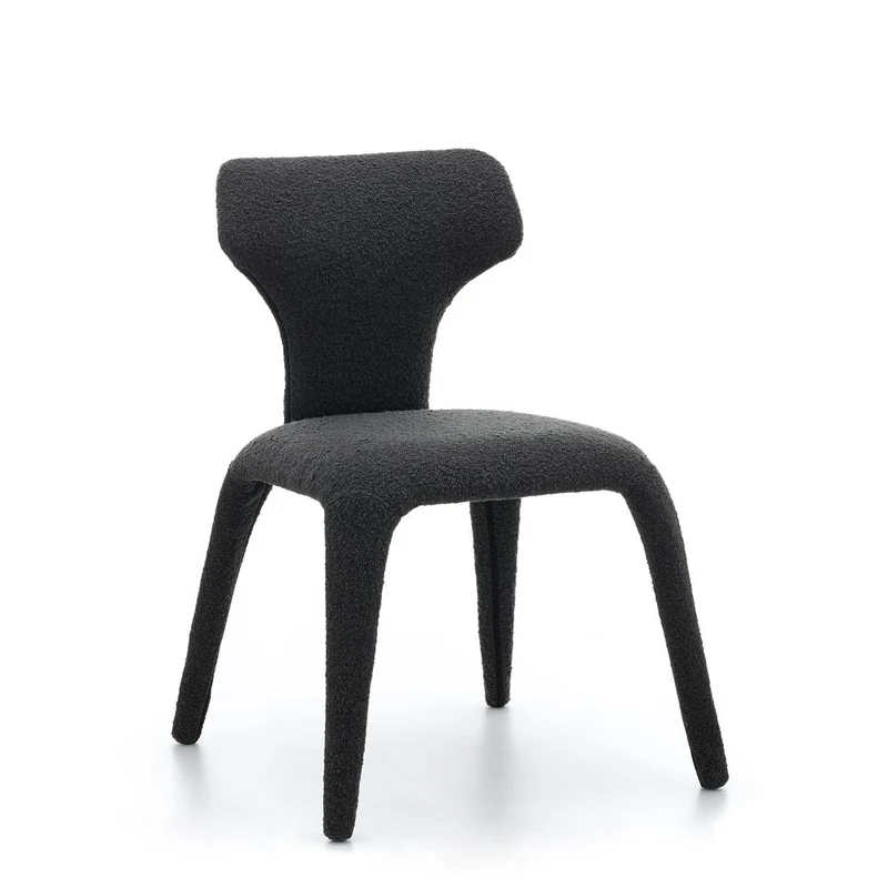 Chaise repas full bouclette rase gris foncé