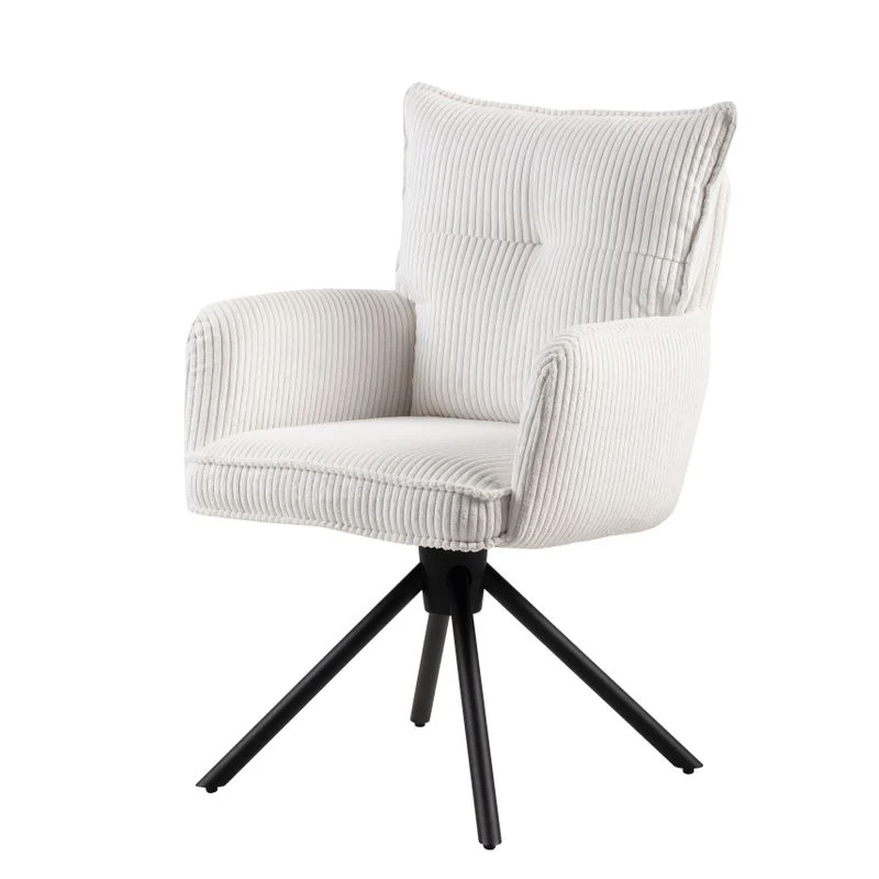 Chaise repas velours côtelé blanc