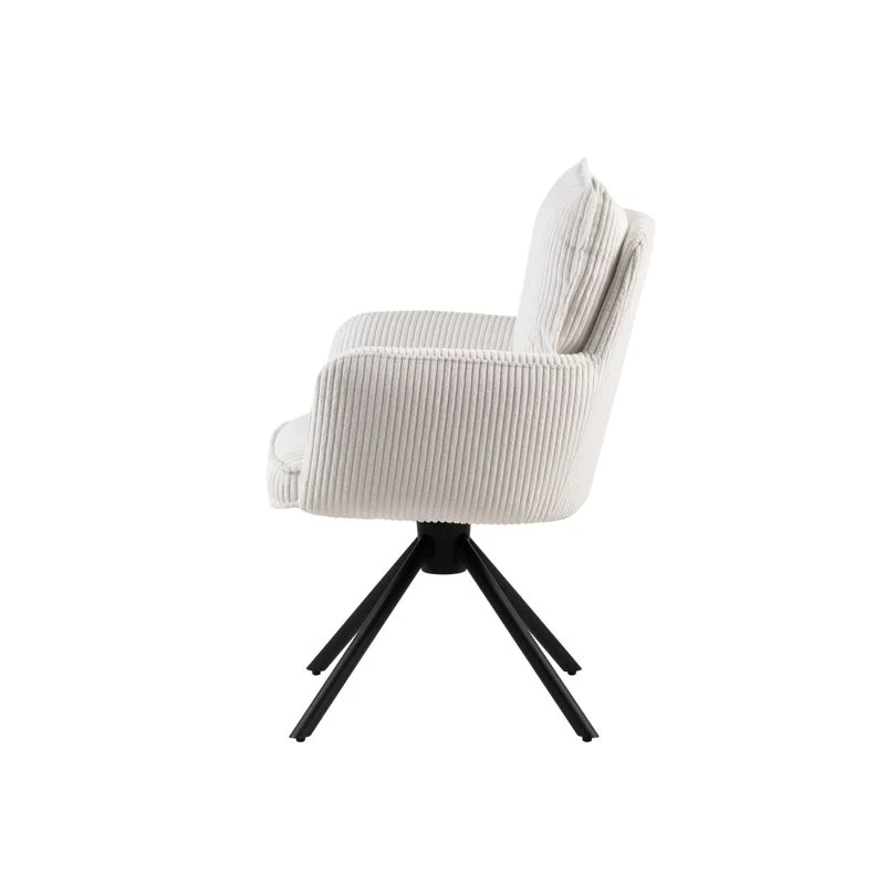 Chaise repas velours côtelé blanc