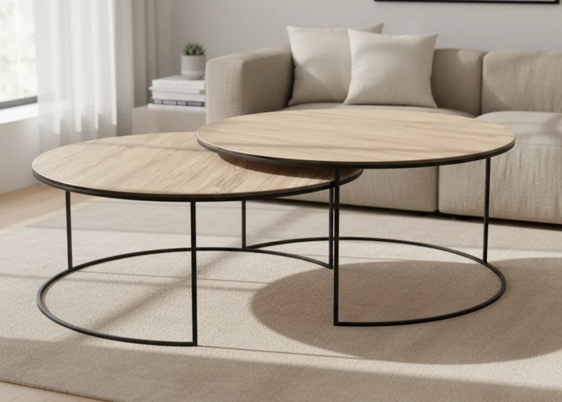 Table basse gigogne ronde effet marbre – Vitaly