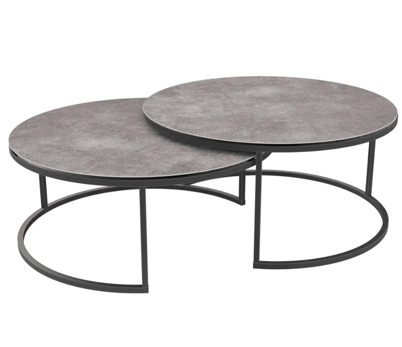 Table basse gigogne ronde effet marbre – Vitaly