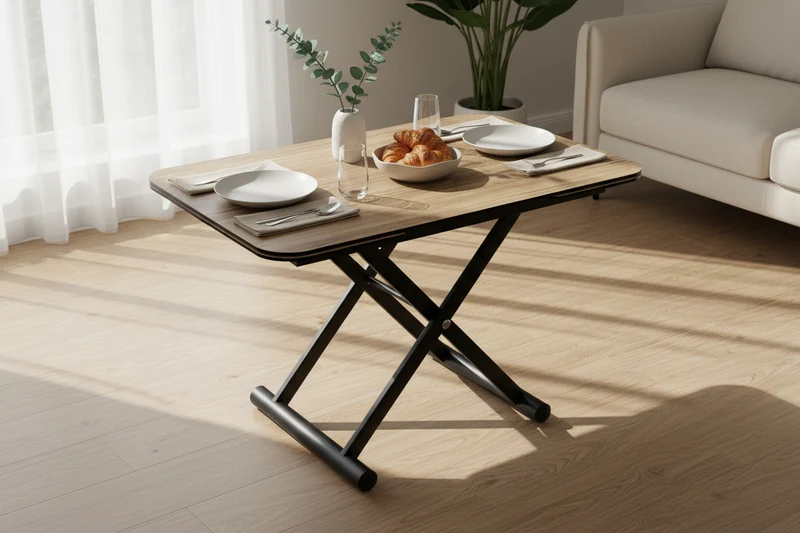 Table relevable extensible ceramique bois - Lunella