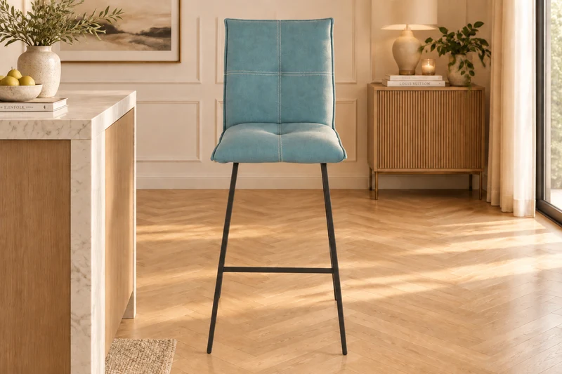 Lot de 2 chaises de bar tissu bleu - Veronica