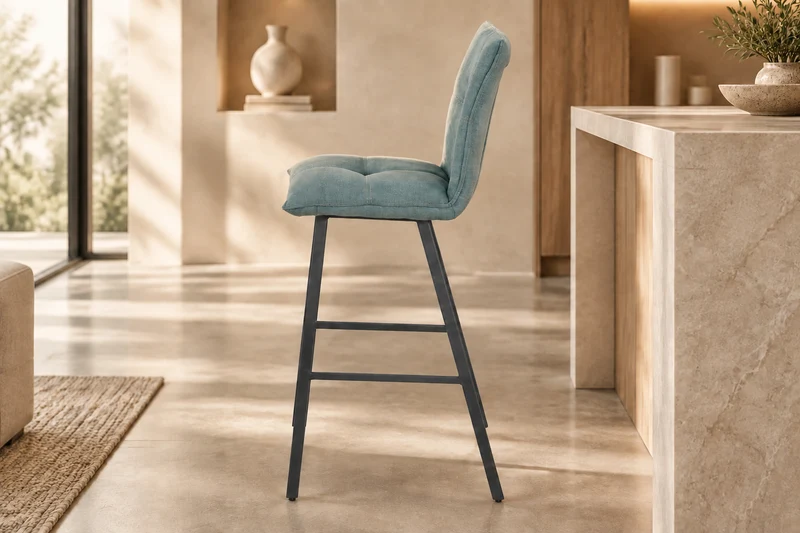 Lot de 2 chaises de bar tissu bleu - Veronica