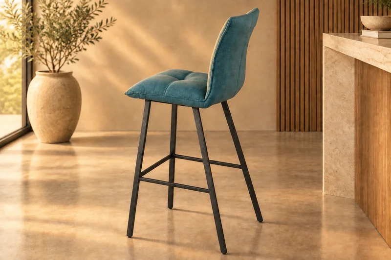 Lot de 2 chaises de bar tissu bleu - Veronica