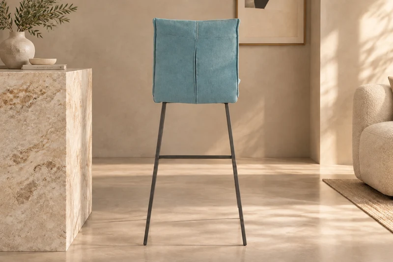 Lot de 2 chaises de bar tissu bleu - Veronica