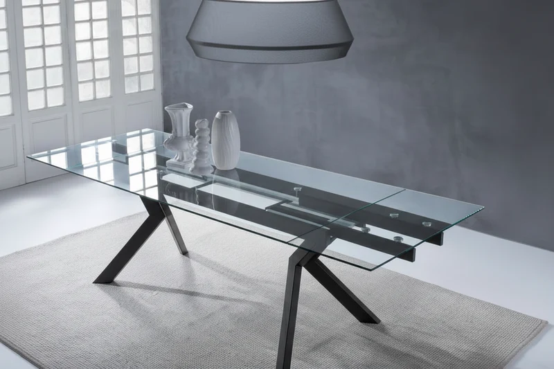 Table en verre extensible pieds métal - William