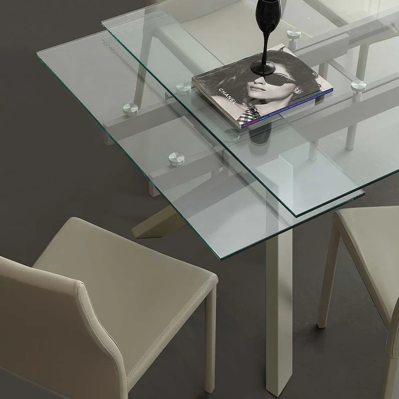 Table en verre extensible pieds métal - William