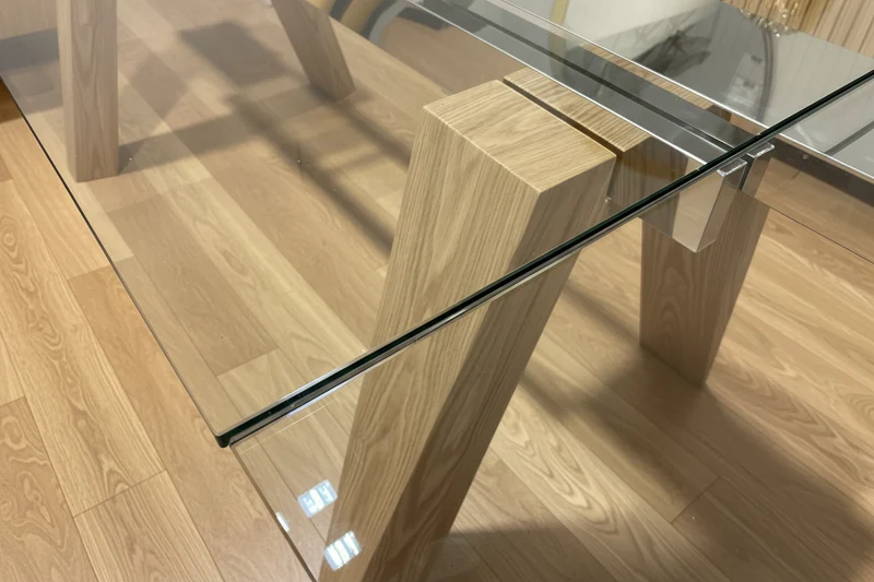 Table à manger en verre et bois extensible - Wilson