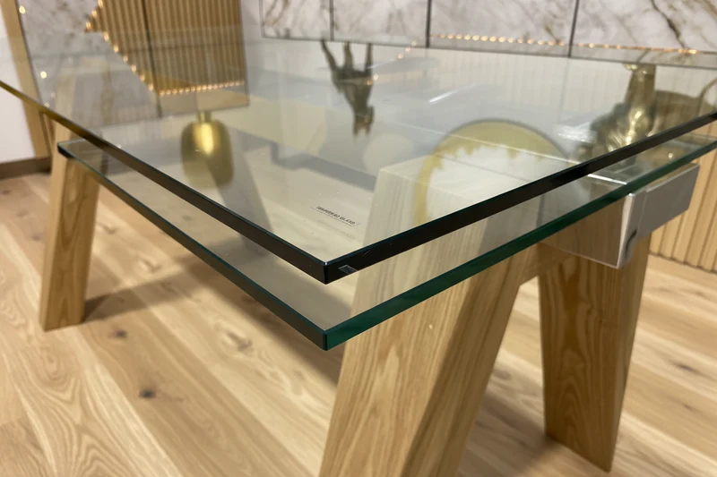 Table à manger en verre et bois extensible - Wilson