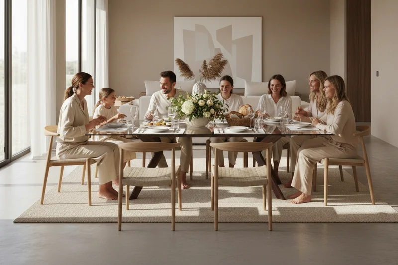 Table à manger en verre extensible pieds noyer – Nelson