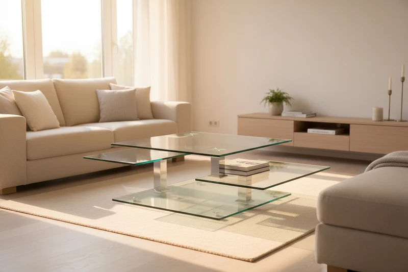 Table basse carré en verre pivotante - Moni