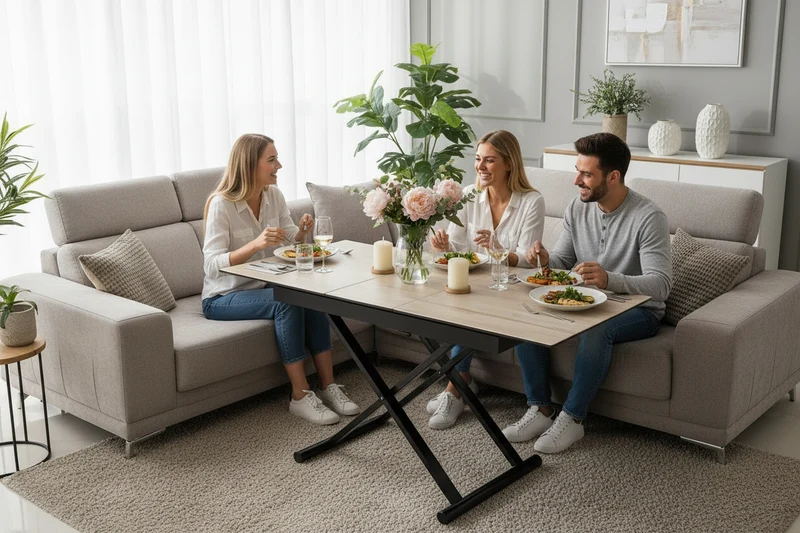Table basse relevable extensible en céramique – Julia