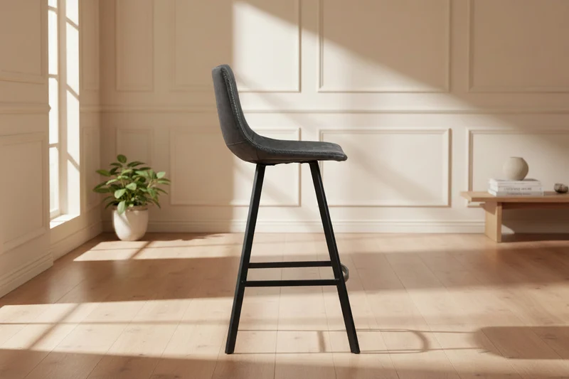 Chaise de bar simili cuir noir - Ozany