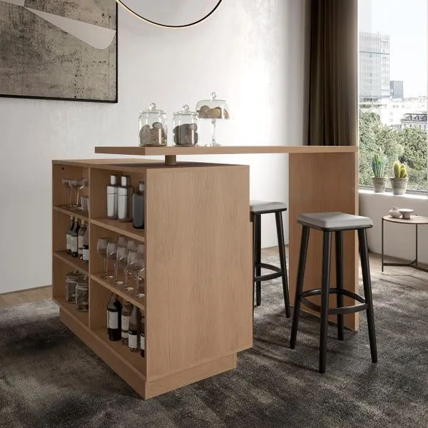 Îlot central cuisine 125cm plateau pivotant