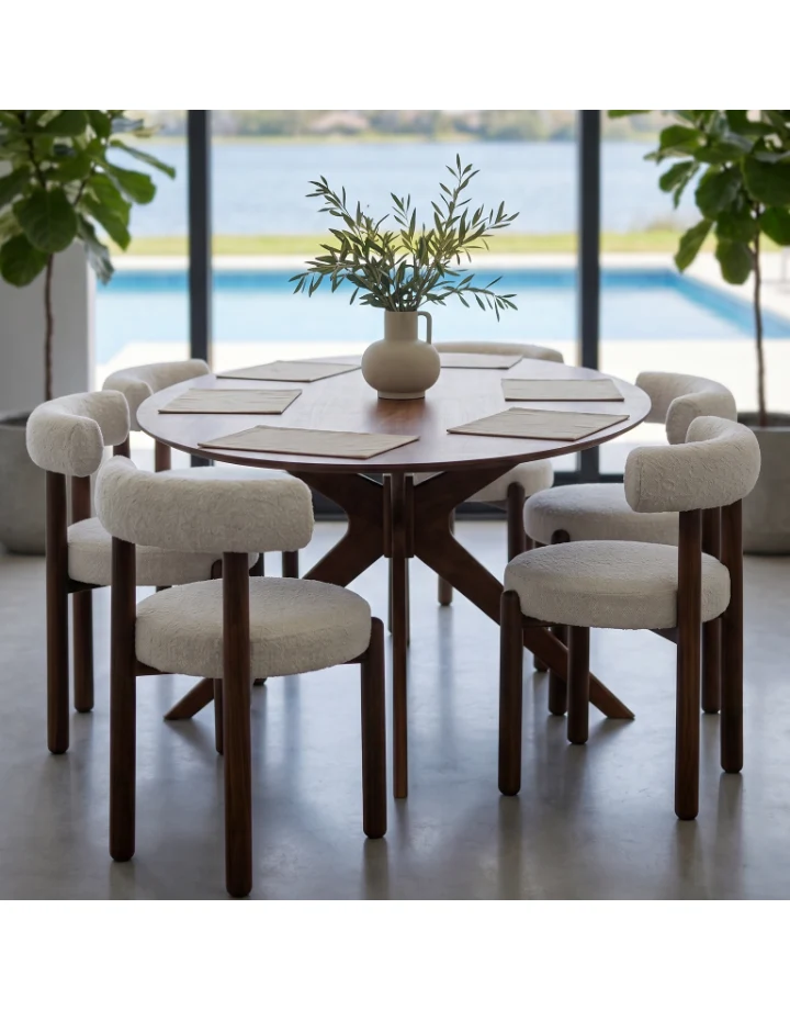 Table repas ovale 180 cm placage noyer