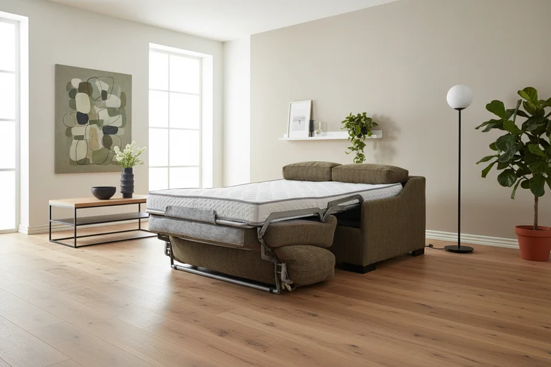Fauteuil convertible tissu marron taupe - Taha