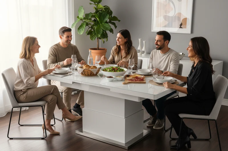 Table basse relevable en verre blanc - Jul