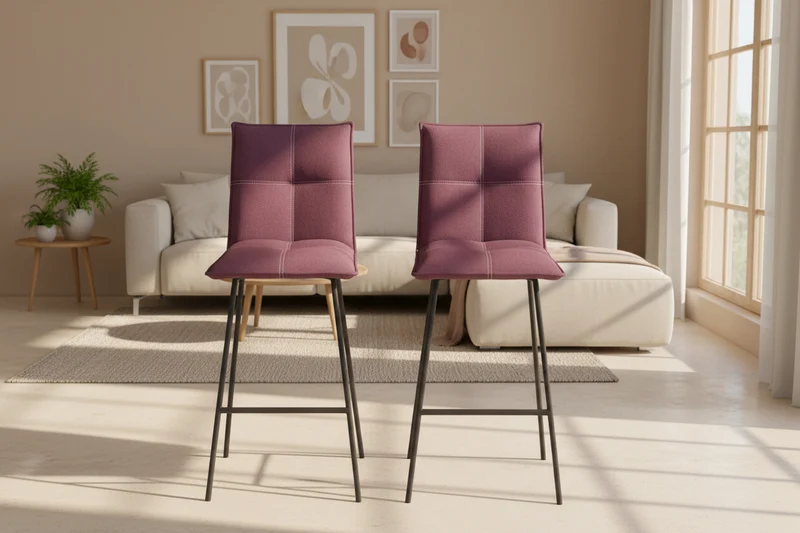 Lot de 2 chaises de bar tissu violet - Veronica