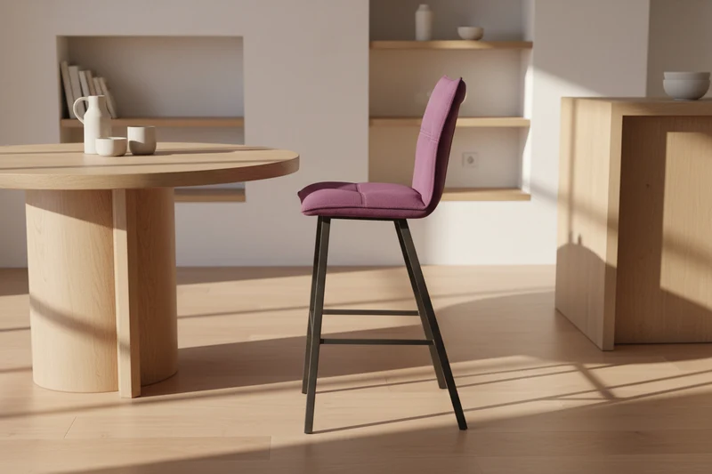 Lot de 2 chaises de bar tissu violet - Veronica