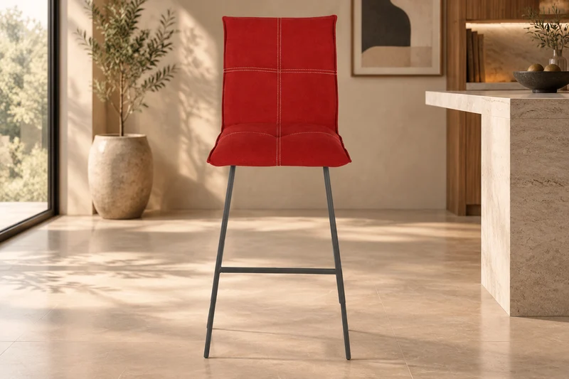 Lot de 2 chaises de bar rouge - Veronica