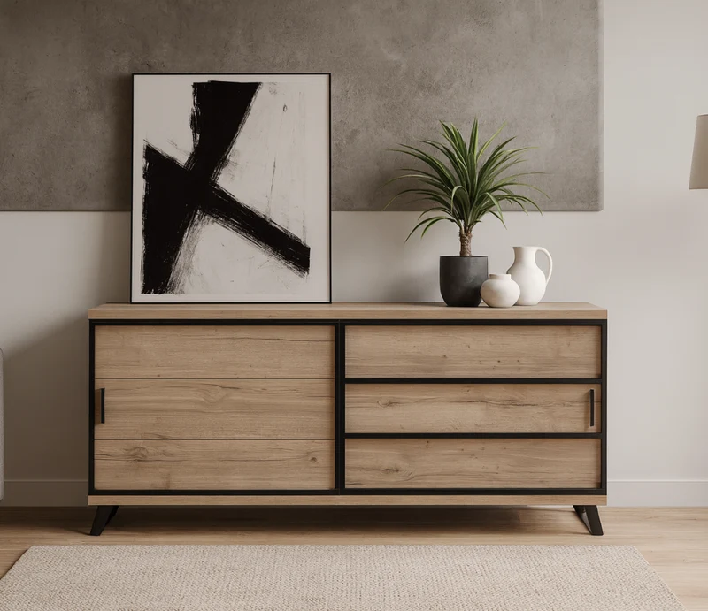 Buffet bois moderne à portes coulissantes - Rosa