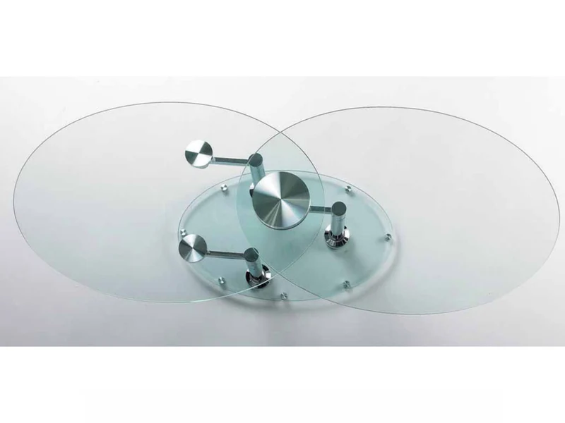 Table basse ovale verre chrome pivotante - Daniela