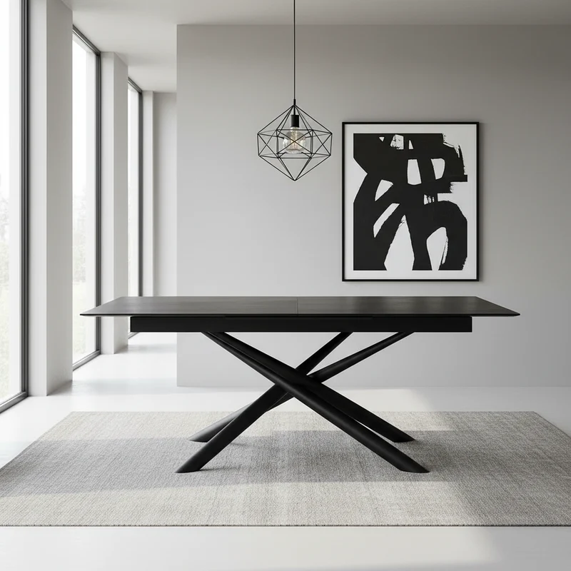Table extensible céramique pied central - Barbara