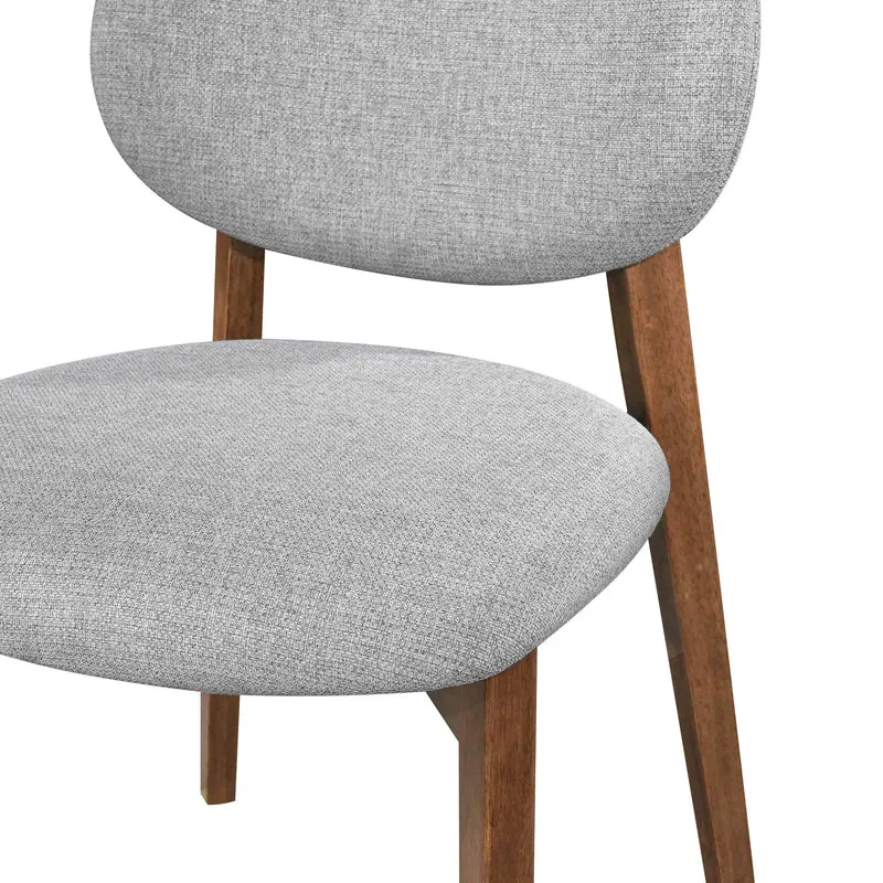 Chaise repas tissu gris clair pied noyer