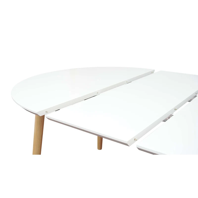 Table repas 120-200 cm blanc avec 2 allonges