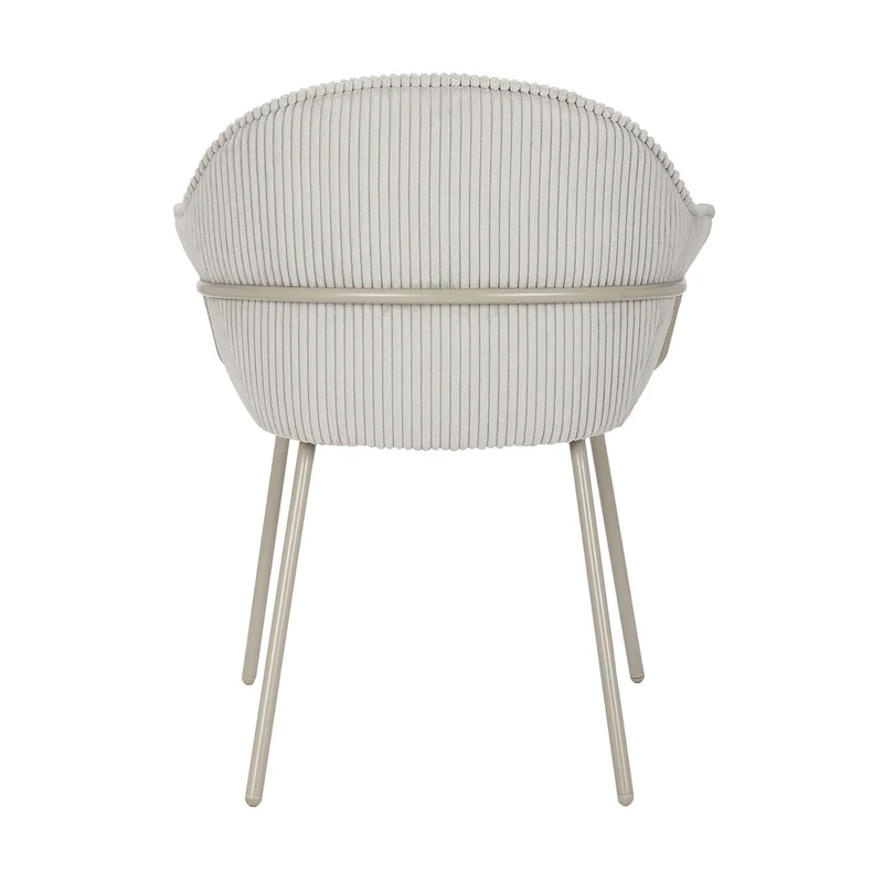 Chaise accoudoirs velours côtelé à grosses côtes gris clair NOMA