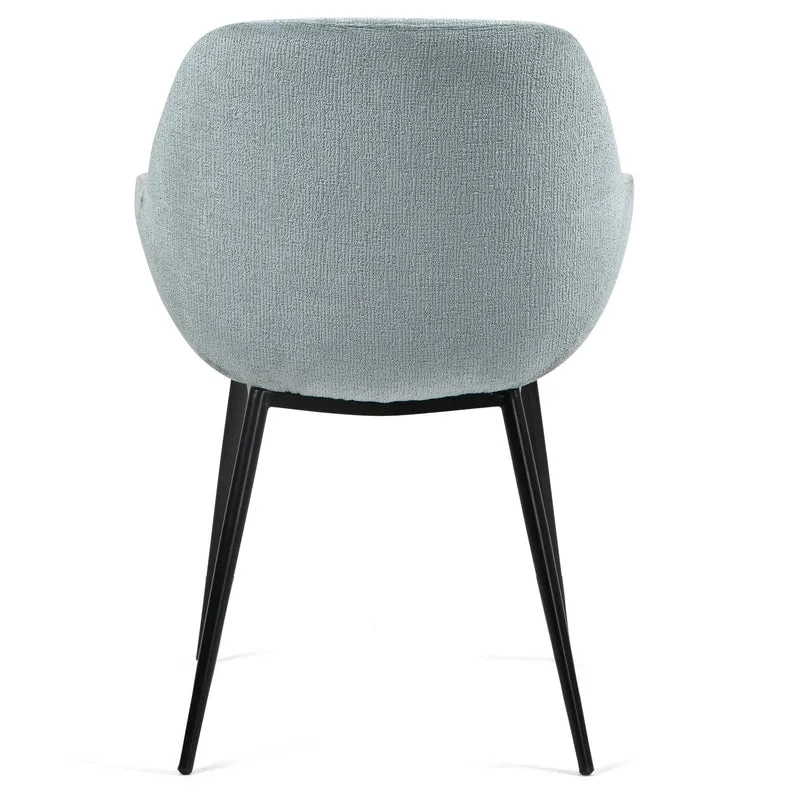 Chaise repas avec accoudoirs tissu chenille céladon pied métal