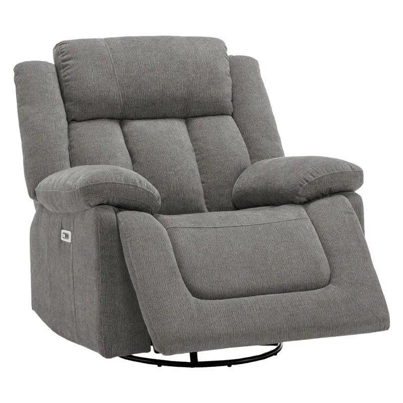 Fauteuil berçant, pivotant et motorisé en tissu avec port USB intégré
