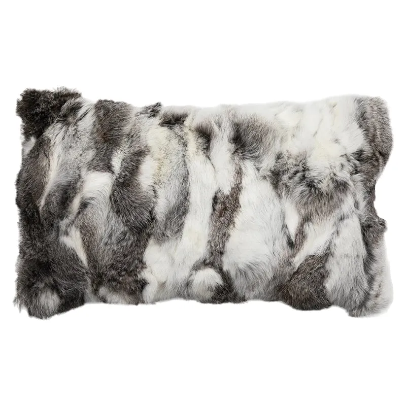 Coussin 12 x 20 po en véritable fourrure de lapin - Mira