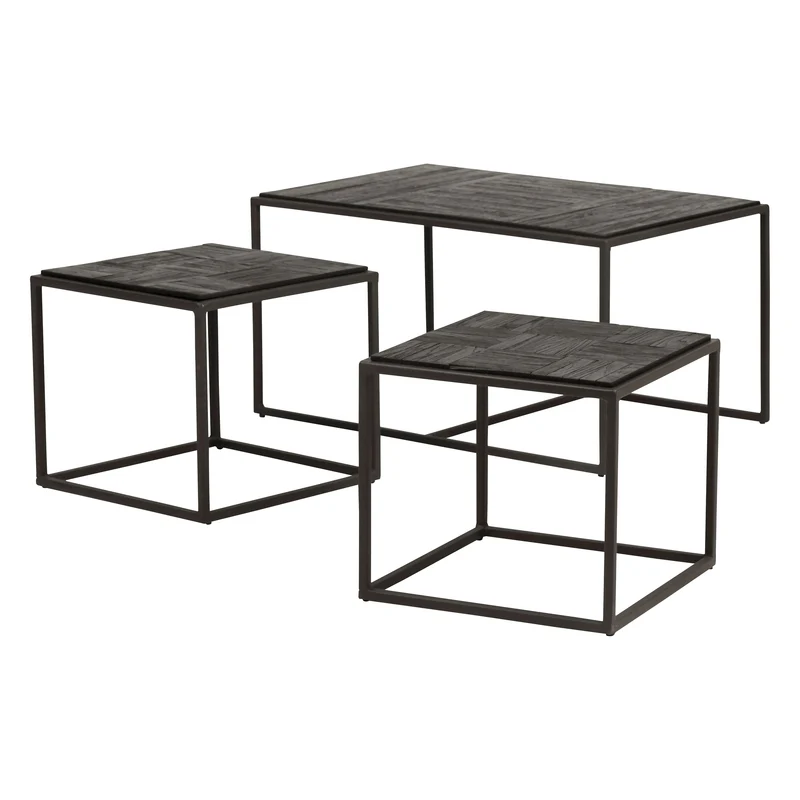 Tables basses gigognes teck recyclé - Set de 3
