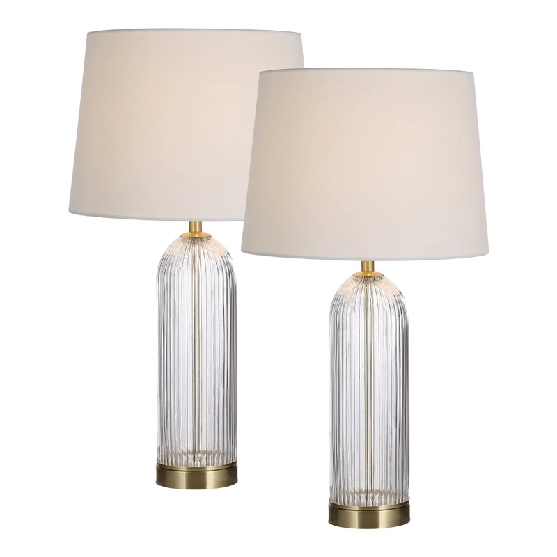 Ensemble de 2 lampes de table en verre avec accents en laiton 25 po - Ocala