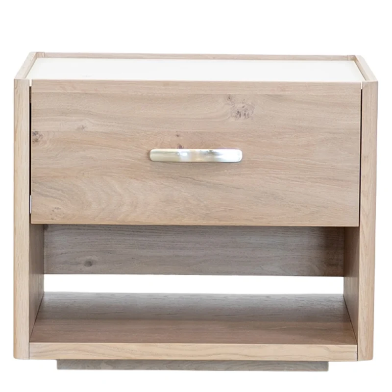 Table de chevet à 1 tiroir au placage en chêne naturel - Samantha