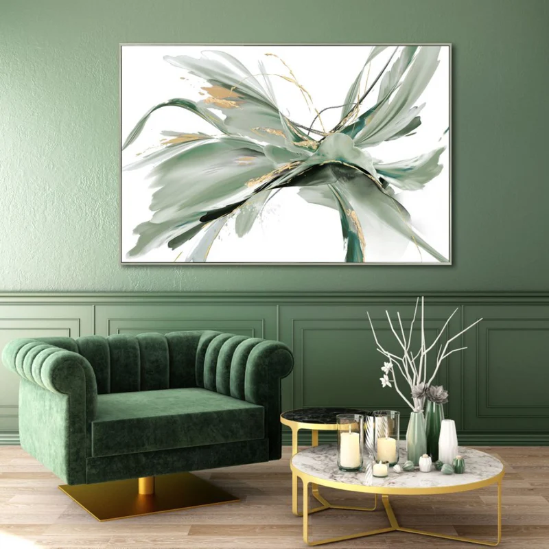 Toile 48 x 32 po avec un cadre en métal champagne - Agave Dance