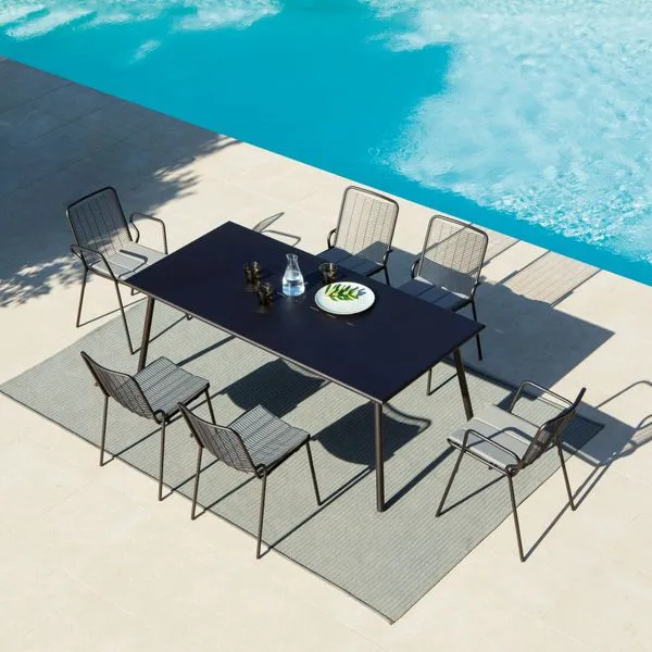 Fauteuil repas outdoor métal anthracite