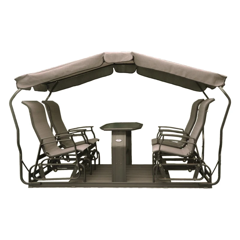 Balançoire indépendante 4 chaises en tissu avec une structure en aluminium - Kaza