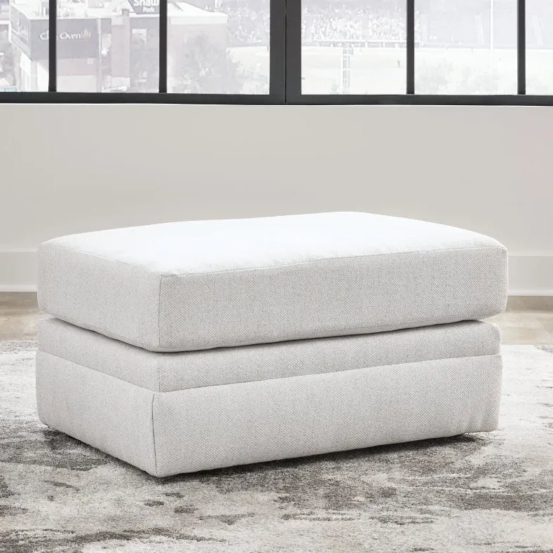 Ottoman en tissu texturé blanc - Maitelynn