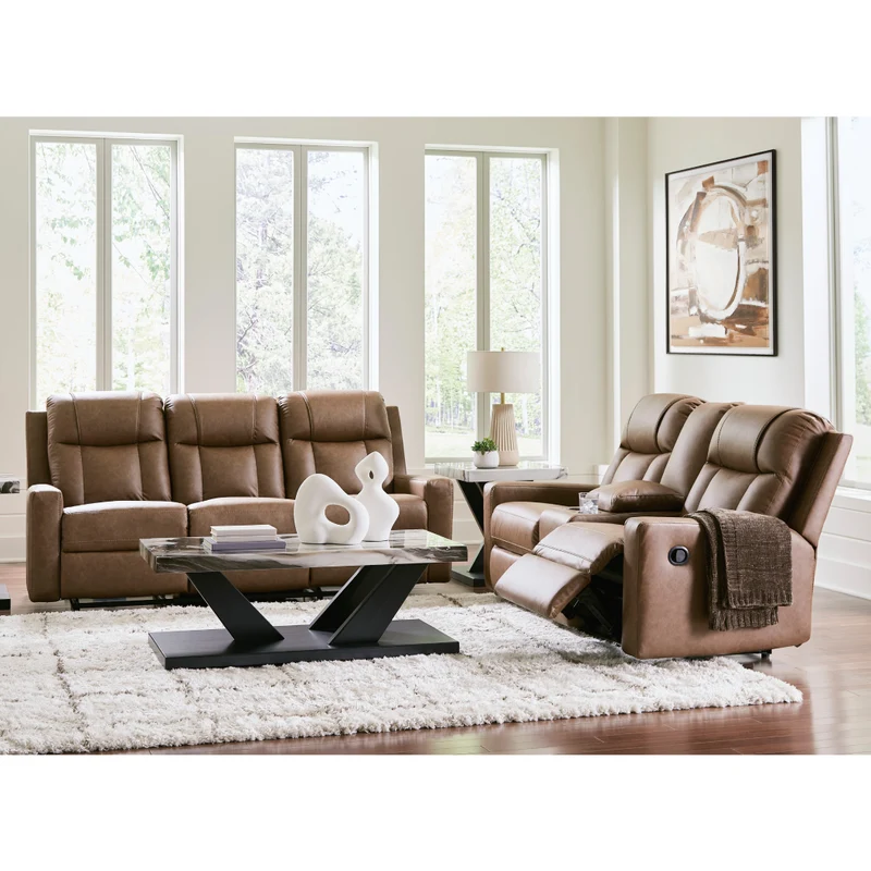 Causeuse inclinable aspect cuir avec console - Mackmenville