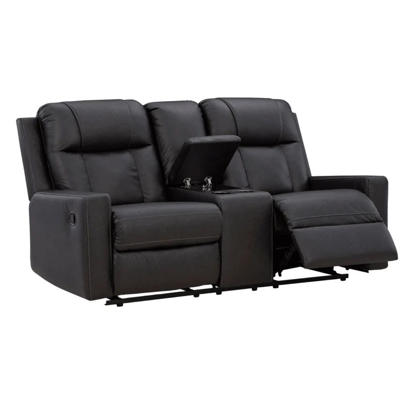 Causeuse inclinable aspect cuir avec console - Mackmenville