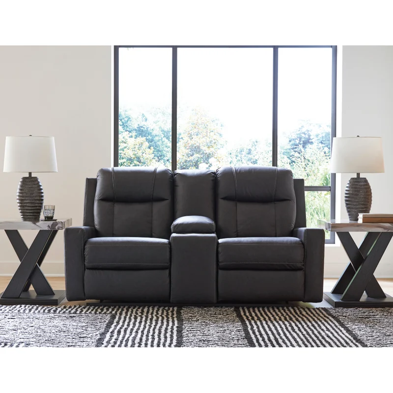 Causeuse inclinable aspect cuir avec console - Mackmenville
