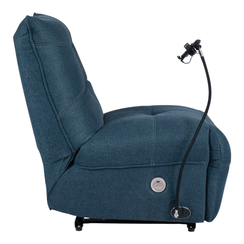 Fauteuil inclinable motorisé en tissu avec support flexible pour téléphone et chargeur sans fil - Burlyton