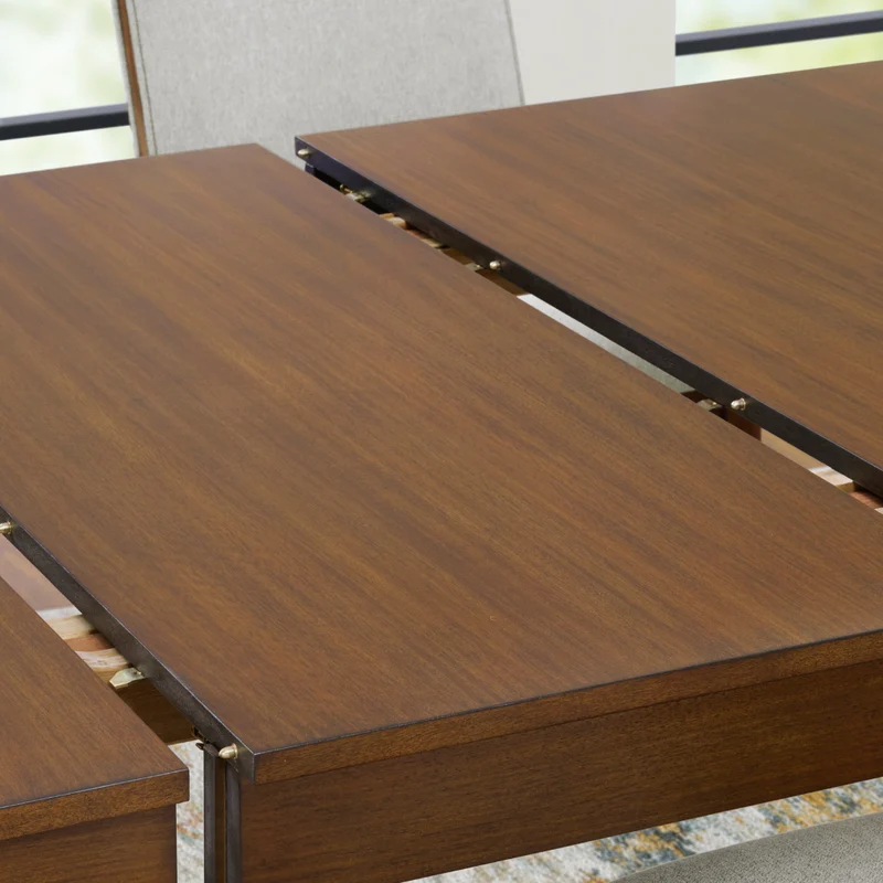 Table de salle à manger extensible en bois/placage de manguier brun - Lyncott