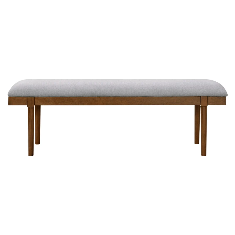 Banc de salle à manger rembourré en tissu gris - Lyncott