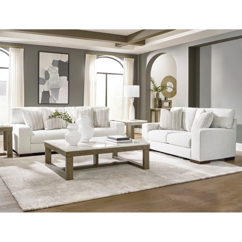 Causeuse en tissu Next-Gen Nuvella blanc avec coussins - Bethley