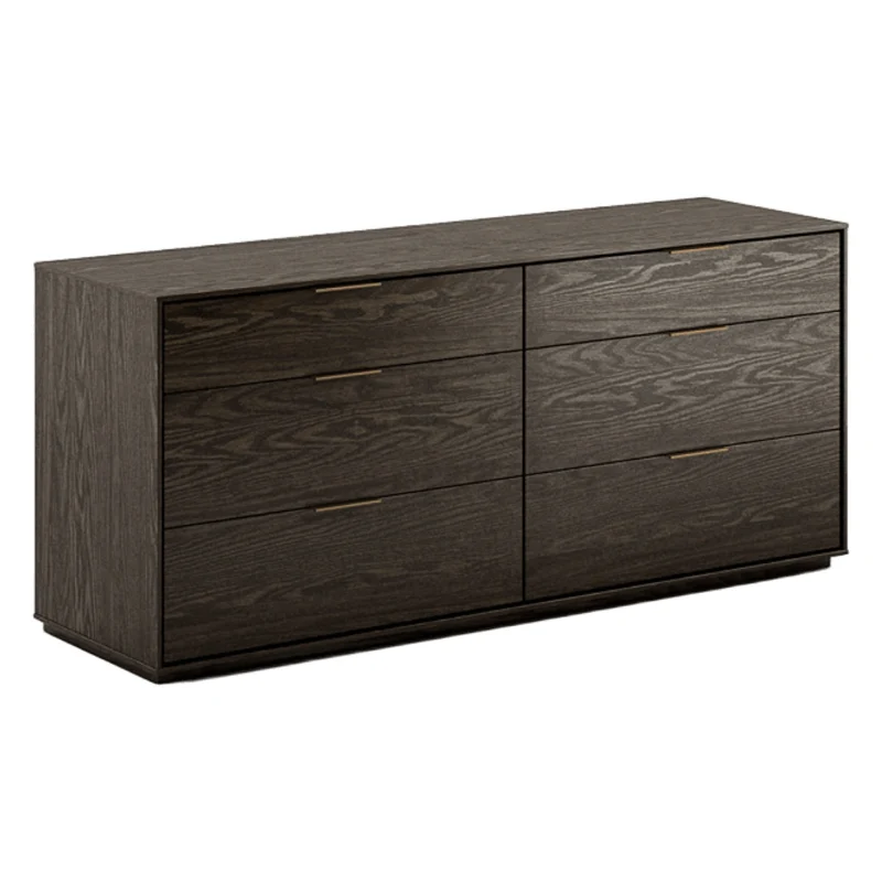 Bureau à 6 tiroirs en bois de noyer foncé - Amelia